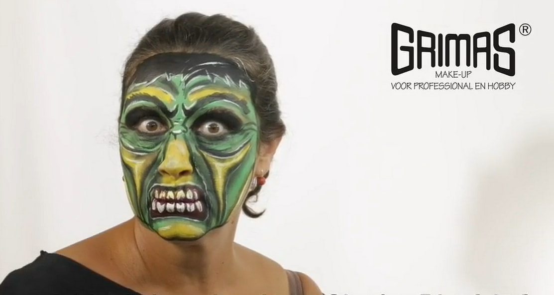 grimas teatersminke halloween sminke monster tutorial ansiktsmaling